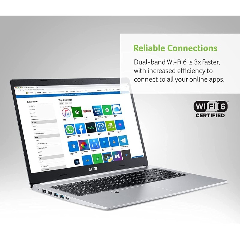 2022年*新宏碁Aspire5 Slim 笔记本电脑,15.6英寸全高清 IPS,AMD锐龙 3 3350U四核处理器,12GB DDR4 RAM,512 GB 固态硬盘,Intel WiFi 6,背光 KB,指纹识别器,A